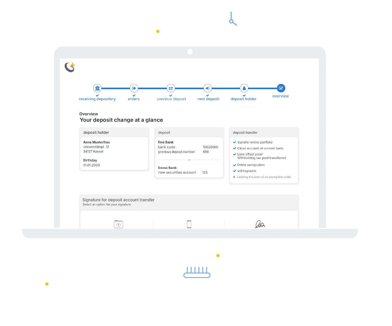 deposit change screen