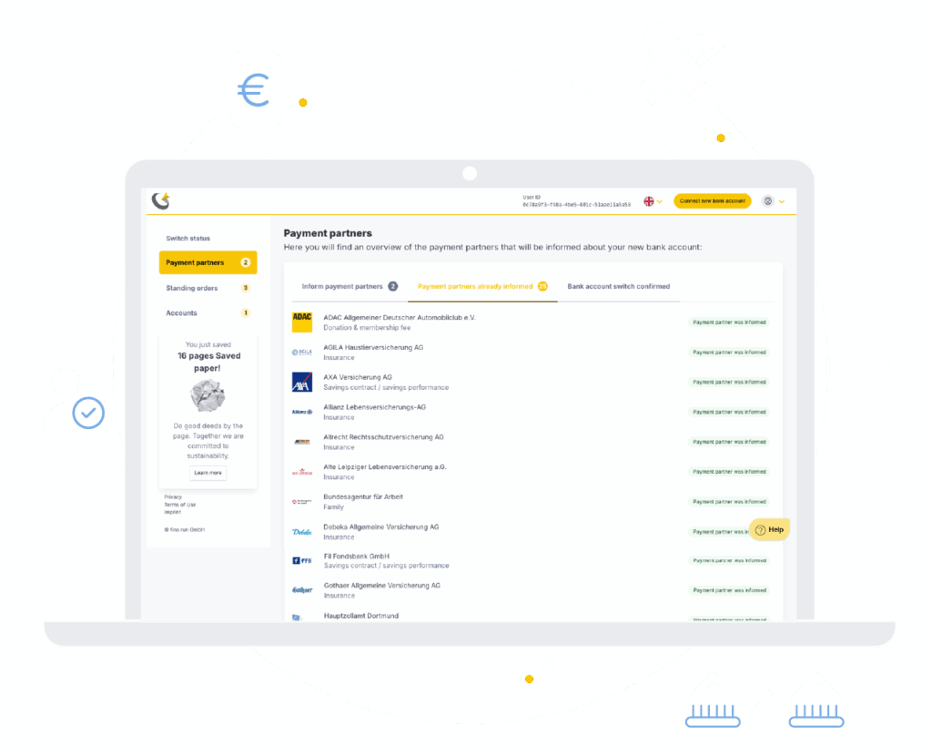 fino account switching service screen